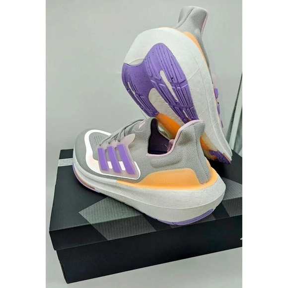 Adidas 11W / 9.5 M Ultraboost Light Running Shoes Grey Violet Orange IE1762 - Picture 15 of 15